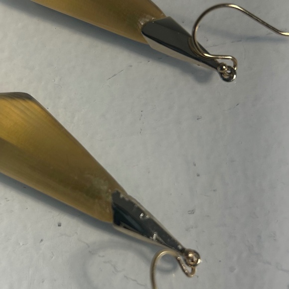 Alexis Bittar Lucite Yellow/Gold Faceted Wire Earrings - Picture 3 of 5